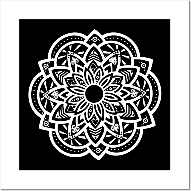 Ornamental Lotus Mandala - white Wall Art by MellowGroove